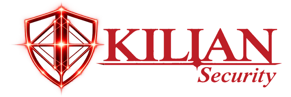 Signature horizontale KILIAN Security, typographie rouge mate